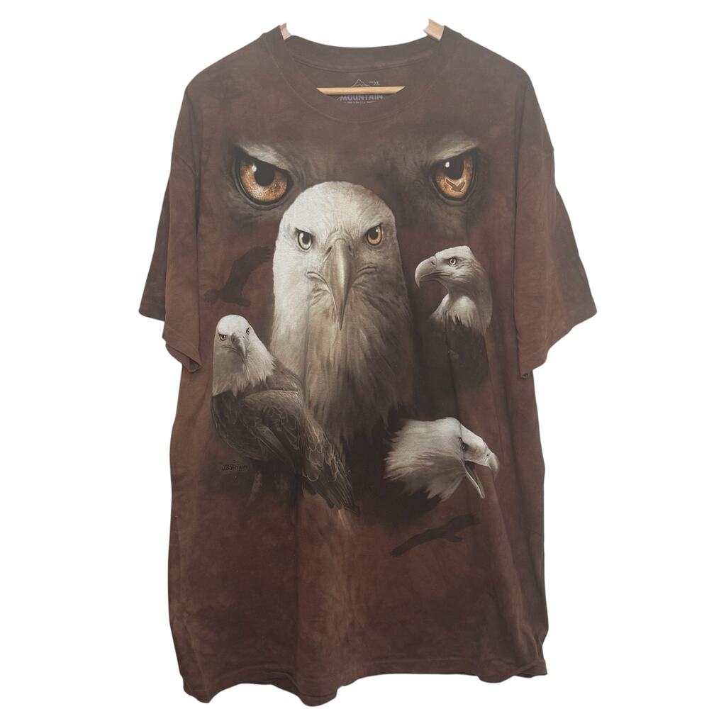 The Mountain XL Brown Tie Dye Eagle Moon Eyes Collage T-Shirt Wildlife